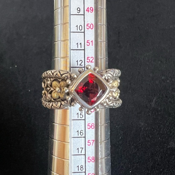 Regal Barbara Bixby Cushion Cut Garnet 925/18k Gold Ring - Picture 11 of 15